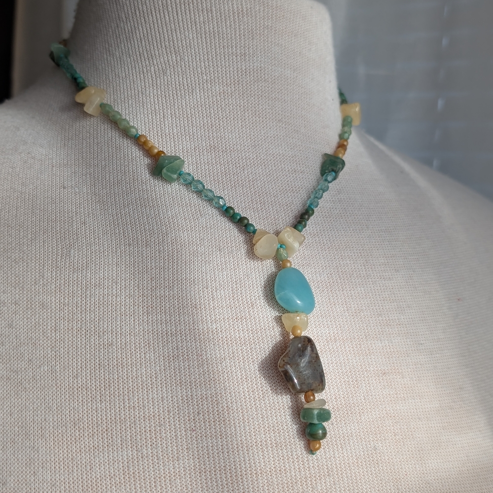 Elegant Amazonite And Calcite Necklace